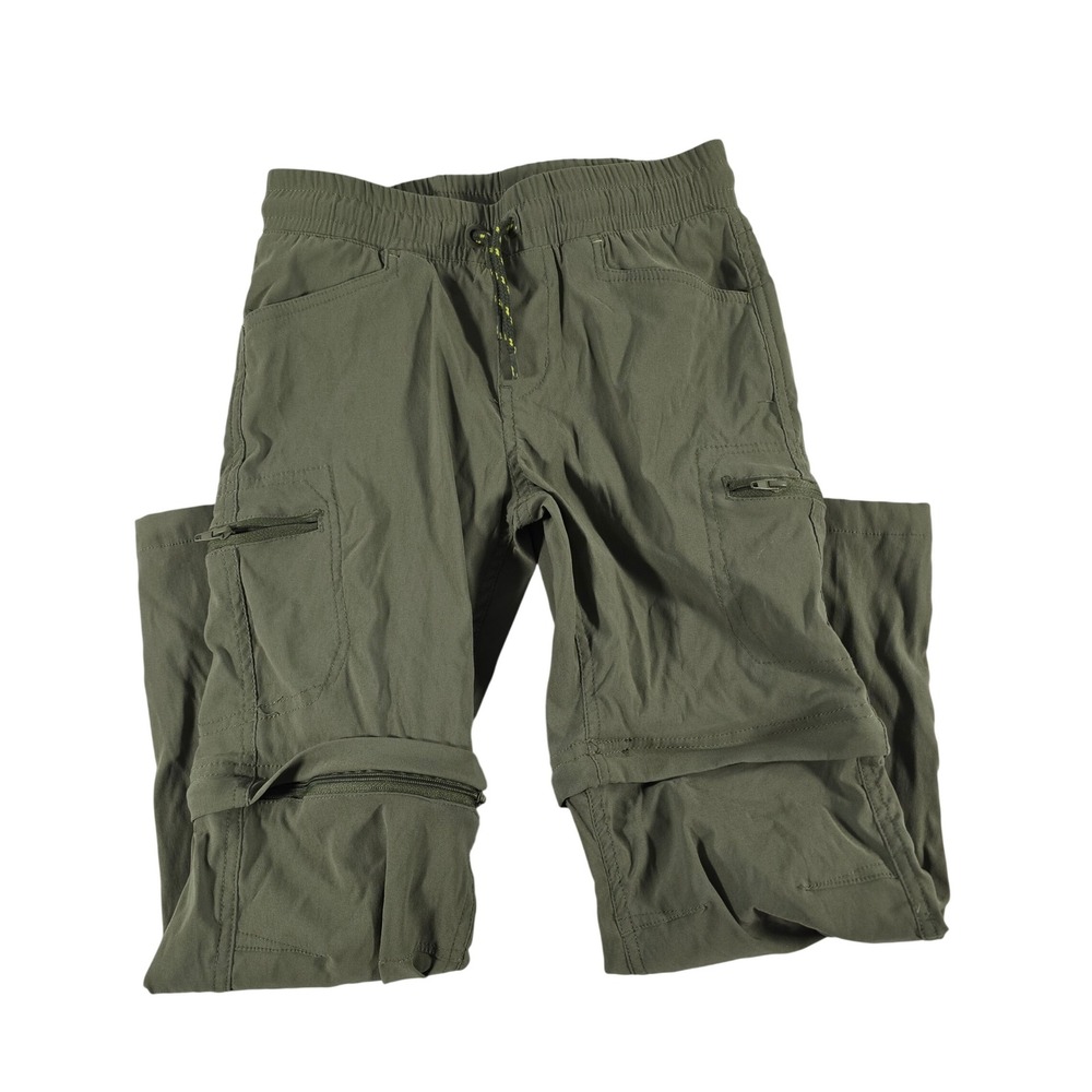 Eddie Bauer Kids Olive Green Convertible Zip Off Cargo Hiking Pants Size S 7/8